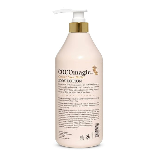 Cocomagic Coconut Shea Butter Body Lotion | Deeply Hydrating & Non-Greasy Moisturizer for Soft, Smooth Skin | Paraben-Free & Gentle for All Skin Types (32 Fl Oz)