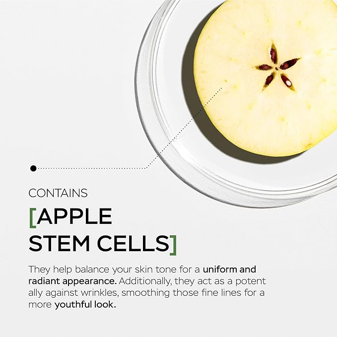 AM Day Serum W/Apple Stem Cells, Hyaluronic Acid, Green Tea, Chamomile Extract, Orange, Vitamin C, Olive & Aloe Vera for Face - Anti-Aging & Moisturizing Facial Serum for Women - 1.7 Fl oz