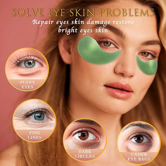 Green Seaweed Eye Mask– 60 Pcs - Gold Under Eye Mask Retinol & Collagen - Puffy Eyes and Dark Circles Treatments – Look Younger and Reduce Wrinkles and Fine Lines Undereye, Improve and Firm eye
