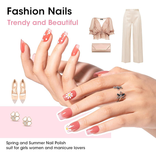 GELLEN Clear Pink Nail Polish, Sheer Pink Jelly Natural Regular Nail Polish Quick Dry Summer 6 Light Colors Set for Acrylic Natural Nails Home Salon, Chip Resistant, Non UV Gel, Hema Free, Non Toxic