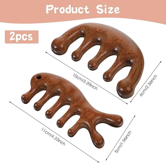 Wooden Scalp Massager, Hair Growth Comb for Scalp Gua Sha, Wood Head Massager with Wide Tooth for Hair Care, Wooden Scalp Comb Loc Comb for Women Men, Handmade Head Massage Tool