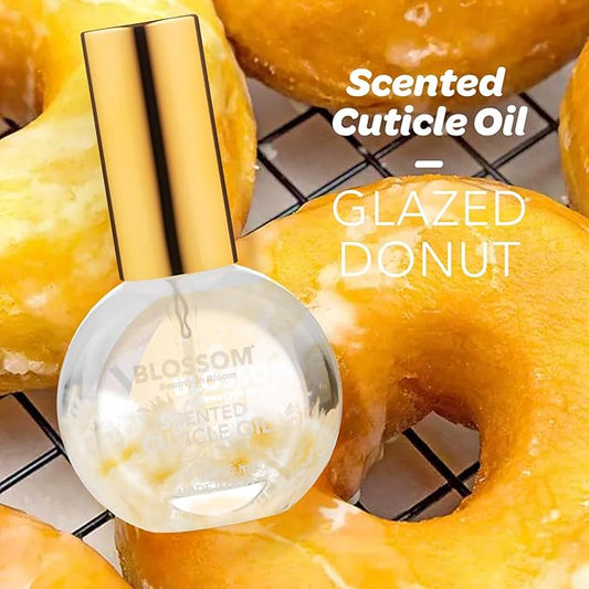 Blossom Cuticle Oil for Nails, Hydrating, Moisturizing, Gourmand Scented Nail Oil Cuticle Care, Infused with Real Flowers, Made in USA, 0.5 fl. oz, Glazed Donut