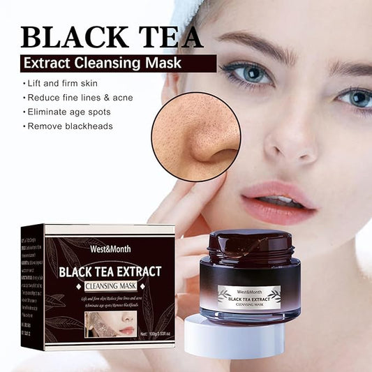 2PCS Black Tea Mask, Black Tea Face Peeling Mask, Black Tea Skinning Peel Off Face Mask, Black Tea Extract Cleansing Mask, Firming Overnight Mask