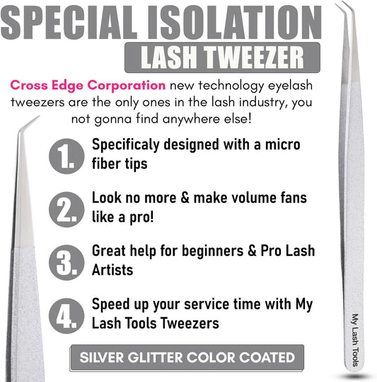 Isolation Tweezer Eyelash Extension Curved Degree Tweezers for Isolation – 14cm Japanese Stainless Steel, Best for Individual Isolation & Classic Lashes Eyelash Twisers (Silver Pantone)