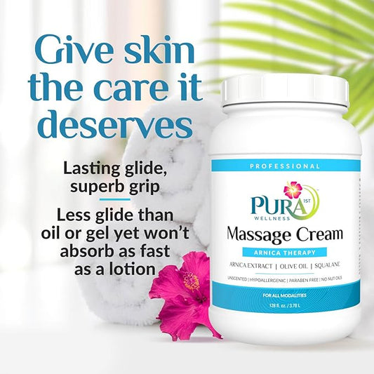 Arnica Massage Cream, Deep Tissue Therapy, Hypoallergenic, Unscented Arnica Cream for Professional Use, Physical Therapy, Muscle Relief, Arnica Massage Lotion, Coconut Oil Massage Cream 128oz