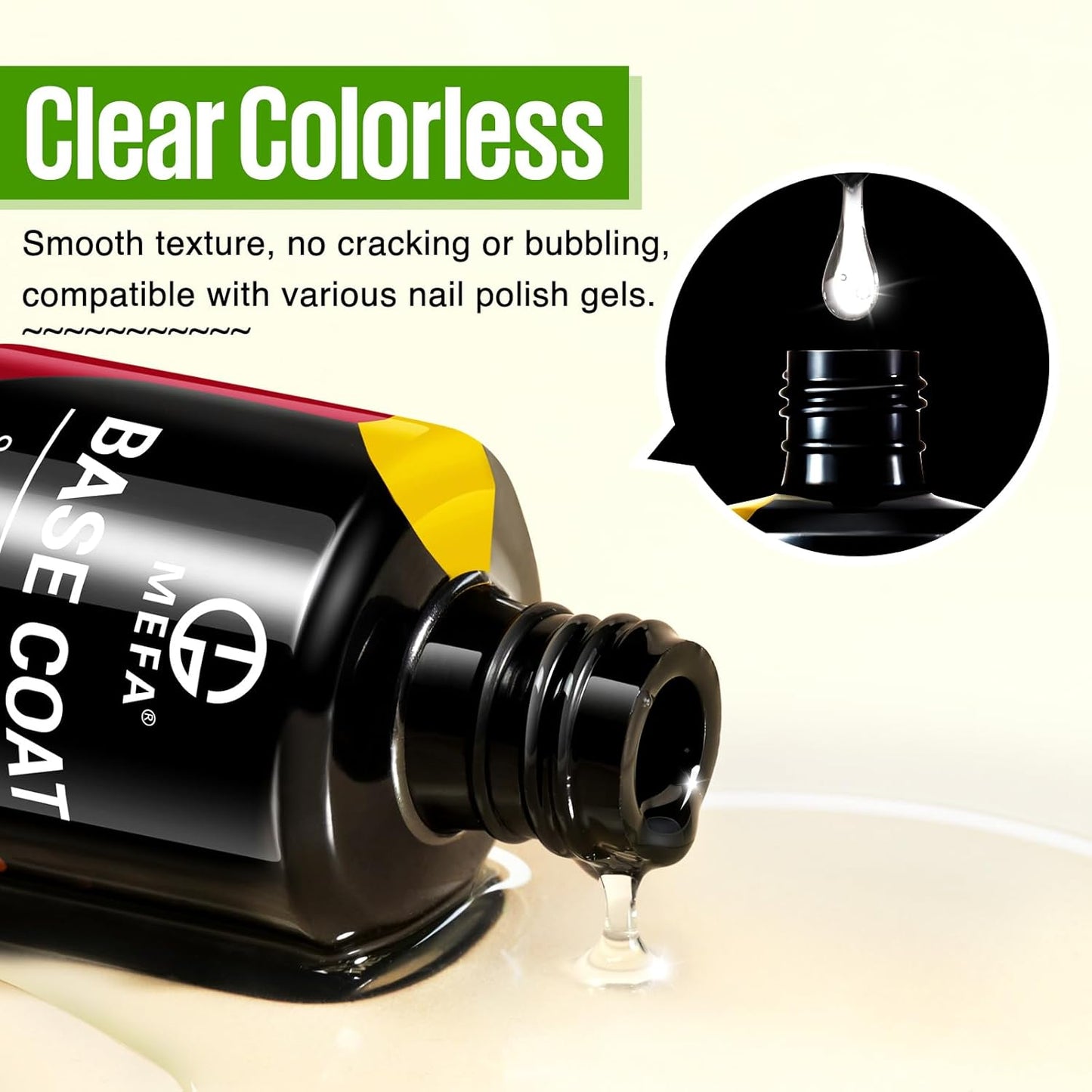 MEFA 2 Pcs 15ml Gel Top Coat and Base Coat Set, No Wipe Gel Nail Polish Base and Top Coat, Long Lasting Glossy Shine Effect Soak Off LED Nail Lamp Top Base Coat Nail Art DIY Manicure Holiday Gifts