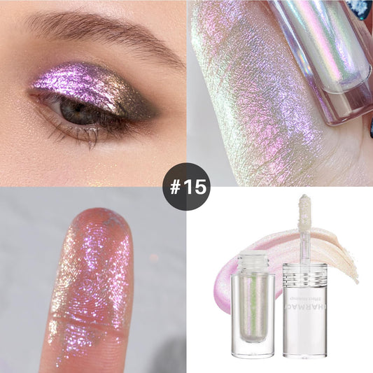 CHARMACY Liquid Duochrome Eyeshadow, Multi-Dimensional Eye Looks, Long Lasting Glitter Eye Shadow Sets Metallic Pigments, Quick Drying, Sparkling Shiny Eye Makeup for Beginners, 1.6g (#15)