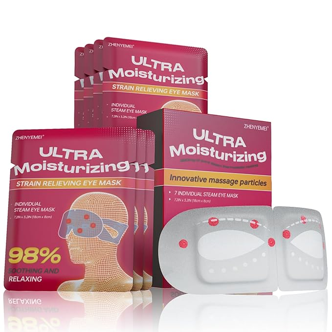 21 Packs Men's Steam Eye Mask, 3D Self Heated, Natural Cotton, Steam Eye Mask for Sleeping, Relaxation, Disposable, Spa, Travel Gifts for Women, Men