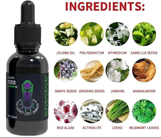 Massage Oil Enlargement Oil Increase Enlarge Gel Thicker Longer Stronger Large Size Enlarger Cream BLSEX for Men (F201-BLK)