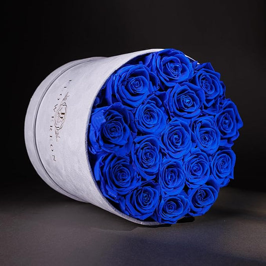 17 Flowers in a Luxury Suede Box, Birthday Gifts for Women, Preserved Flowers, Mothers Day Roses Gift for Mom, Royal Blue