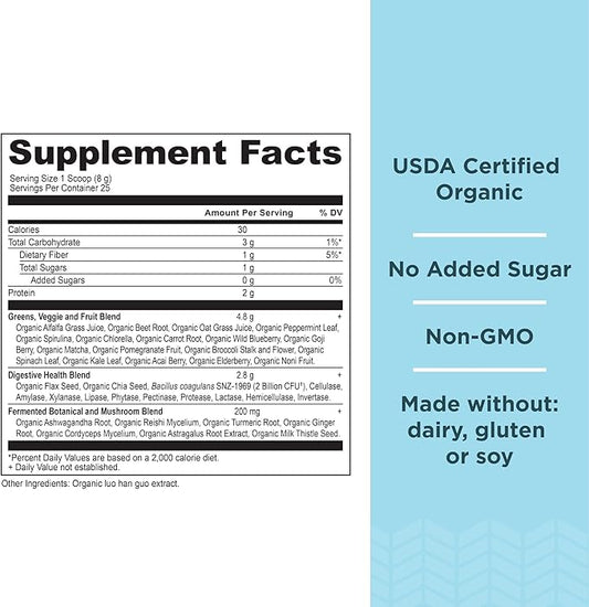 Ancient Nutrition Organic Supergreens Powder, Greens Flavor, 25 Servings + Multi Collagen Protein Powder, Strawberry Lemonade, 24 Servings