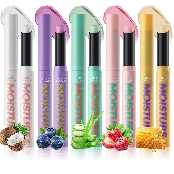 2 in 1 Moisturizing Tinted Lip Gloss Lip Balm Hydrating Glossy Hypoallergenic Natural Women Girls Teens Students Long Lasting Dry Lip Care Grape # 01