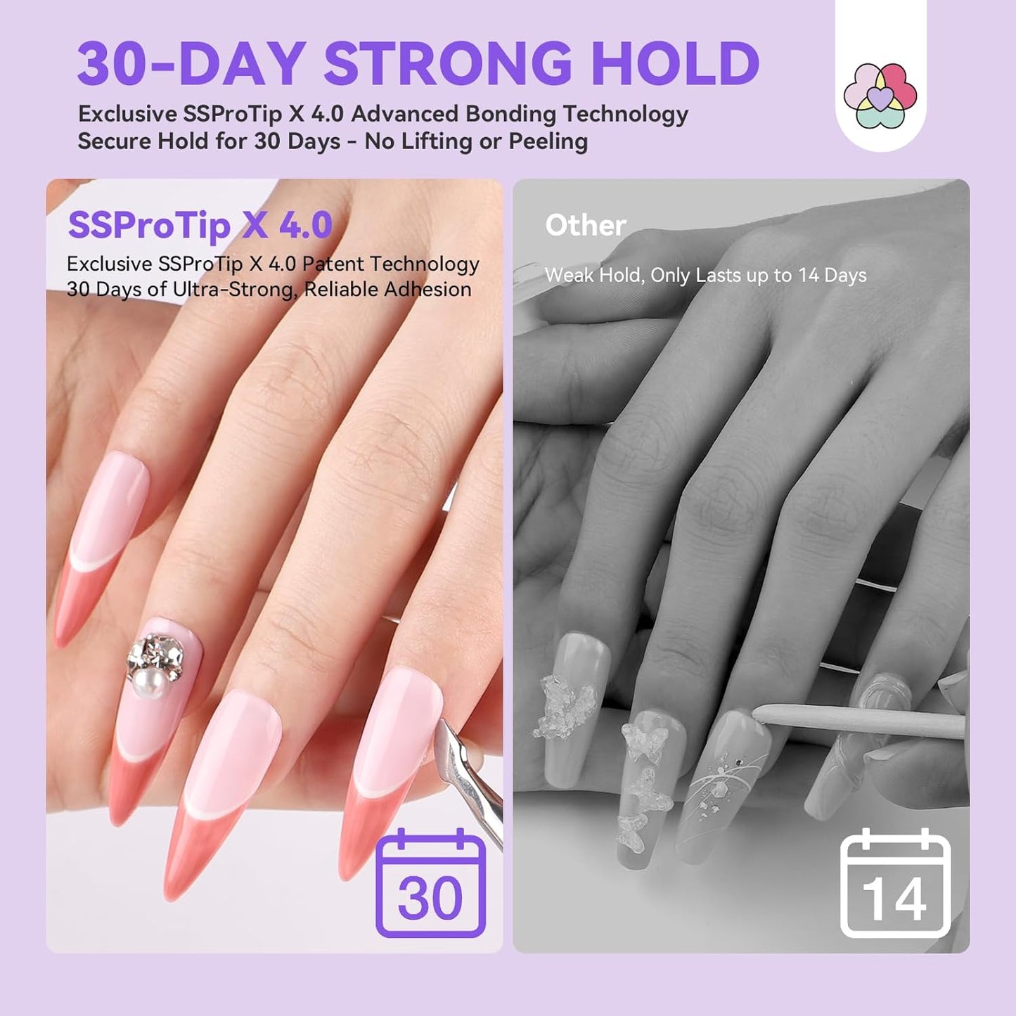SAVILAND Pro Solid Nail Glue Gel & Remover Kit: 30 Days Long Lasting Gel Glues 20 g Strong Bond Gel Glues for Nails with 60 ml Quick Press On Nails Remover & Mini Nail Lamp for Press Ons