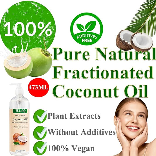 Elitzia Coconut Oil Hair Spa Skin Care NaturalMassage Oil Conditoner Liquid Skin Pure Nourish Moisturier Makeup Remover Fix Flyaways Versatile Base Oil Face Body 16fl.oz/473ml