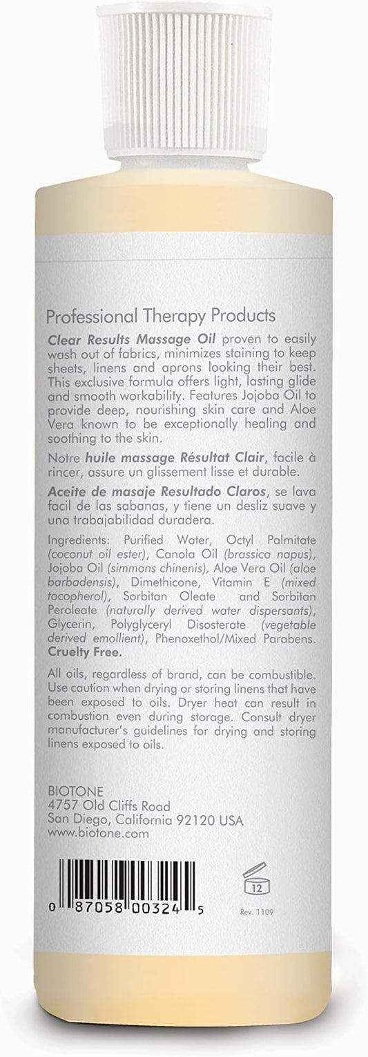 Biotone Clear Results Massage Oil, 8 Ounce