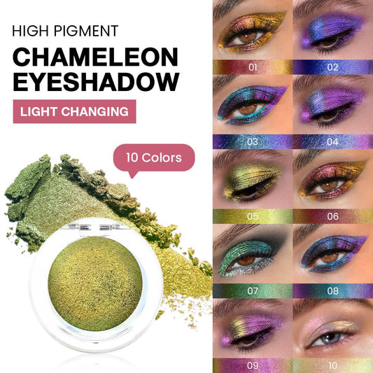 evpct Gold Green Shimmer Chameleon Single Eye Shadow Palette Makeup for Older Women, Glitter Metallic Duochrome Duo Chrome Multichrome Gothic festival Eyeshadow Palette, Face Loose Glitter Eyeshadow