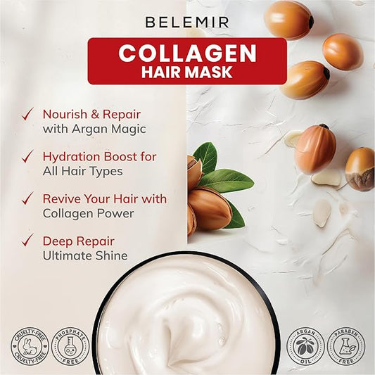Collagen & Keratin Hair Mask – Deep Repair – 16.9oz + Comb