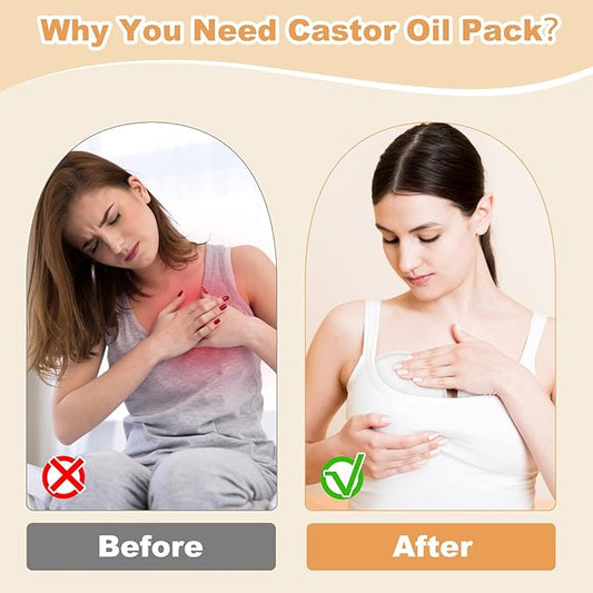 Castor Oil Pack for Breast, 4 PCS Reusable Organic Castor Oil Pack Wrap,Soft Breast Pads for Relaxing Sleeping (Oil Not Included) - White
