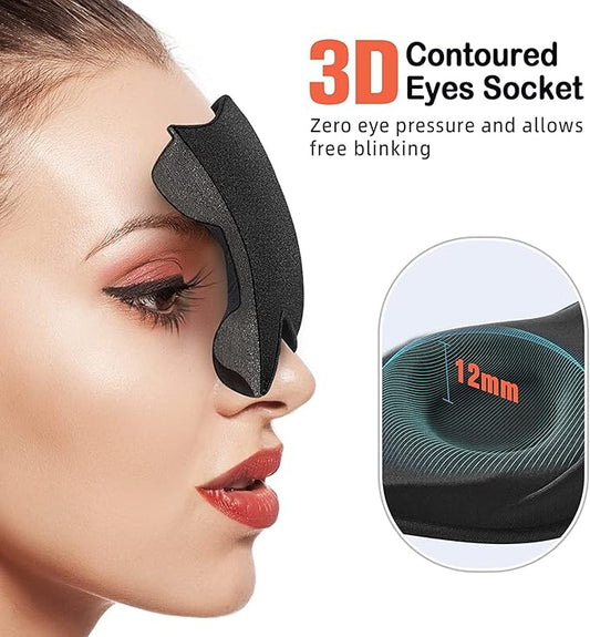 Sleep Eye Mask for Men Women 3D Contoured Cup, Concave Molded, Block Out Light, Molded Soft Comfort Eye Shade with Adjustable Strap (Purple, 2 Count (Pack of 1))