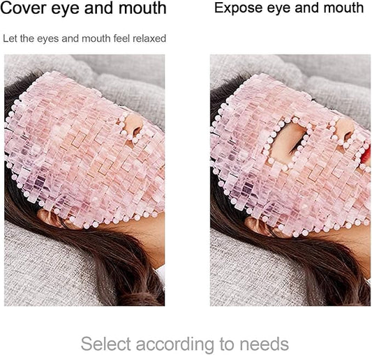 ideayard Jade Mask, Rose Quartz Face Cold Mask for Headache Relief Mask, Weight Compress Mask Cover Eye for Puffy Eyes, Tension, Sinus & Stress Relie Relax Skin Care Spa