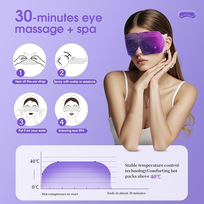 Microcurrent Steam Eye Mask, Self Heated Warm Compress For Fast Relief 7Pcs