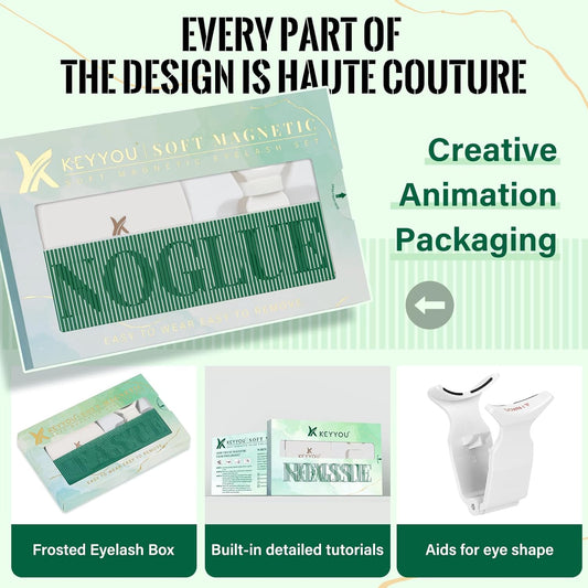 KEYYOU Magnetic Eyelashes Kit: No Glue Reusable Eyelashes, Single Pair, Radiant, Black, Faux Mink, Soft, Lightweight, Natural Appearance