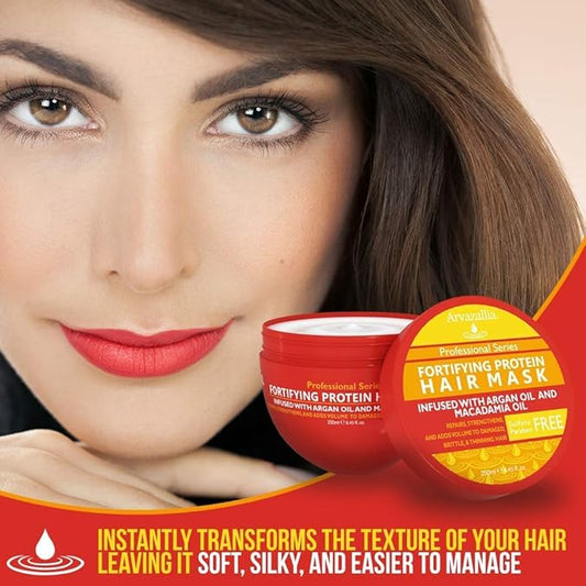 Arvazallia Fortifying Protein Hair Mask and Clarifying Shampoo with Revitalizing Essential Oils Bundle - Professional Detoxifying Shampoo and Deep Conditioner Treatments For Dry or Damaged Hair