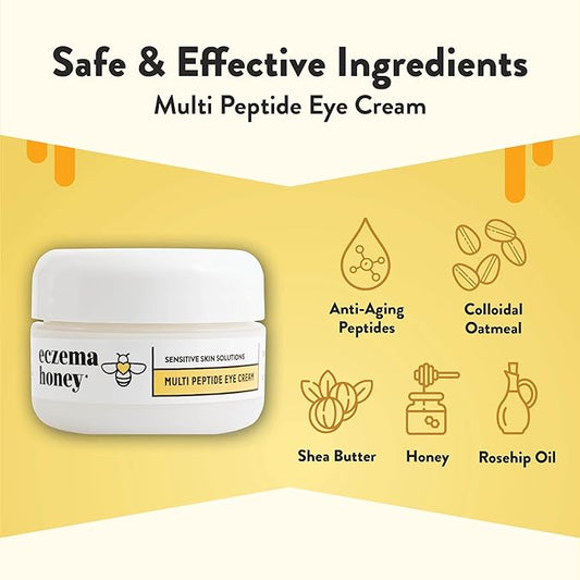 ECZEMA HONEY Multi Peptide Eye Cream & Nourishing Face Serum - Bundle for Sensitive & Dry Skin - Cruelty Free