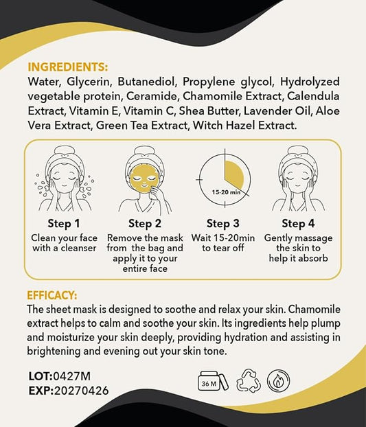 Chamomile Facial Mask for Nourishing and Hydrating Skin, Packed whit Natural Fruit Ingredients