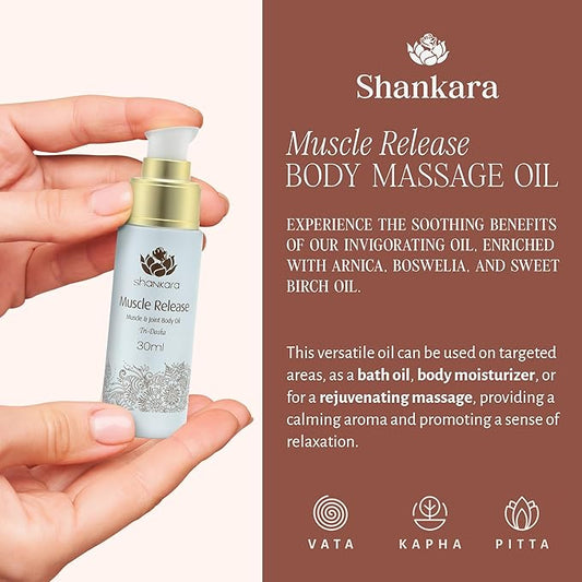 Shankara Body Massage Oil for Muscle Relief – All-Natural Body Oil with Arnica and Lavender Oil for Aromatic Massage Therapy – Warming Oil to Soothe Joints and Muscles (30 ml)