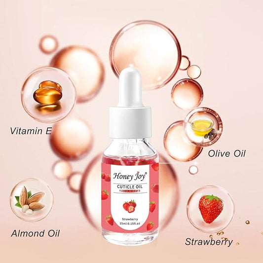 Honey Joy Cuticle Oil for Nails – Nail Oil Cuticle for Nail Care, Cutical Oil for Growth and Strength, Cuticle Oil for Nails, 0.5 fl. oz (Strawberry)