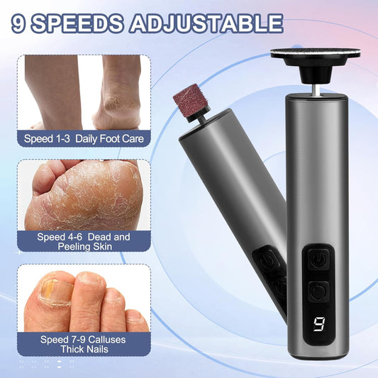 Electric Foot Callus Remover,2 in 1 Callus Romover for Feet, 9 Speed Adjustable Professional Electric Foot Sanders with Rechargeable Battery, Foot File Pedicure Foot Scrubber for Women Men