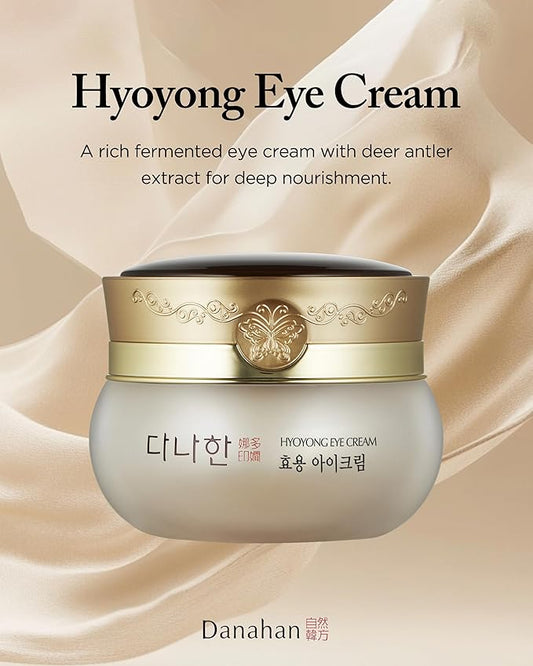 Hyoyong Korean Traditional Herbal Fermented Eye Cream Anti-Aging Treatment for Fine Lines Dark Circles with Lecithin, Botanical Extracts, Revitalizing for Sensitive Skin, 1.01 oz.
