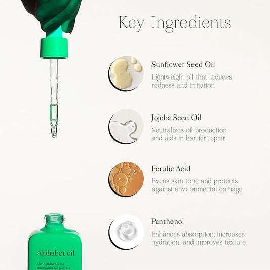 Good Light Alphabet Oil, Lightweight and Non-Greasy Skin Oil for Face, Neck, Chest and Hands, Multi-Vitamin Oil for All Skin Types, Cruelty-Free and Vegan Skincare