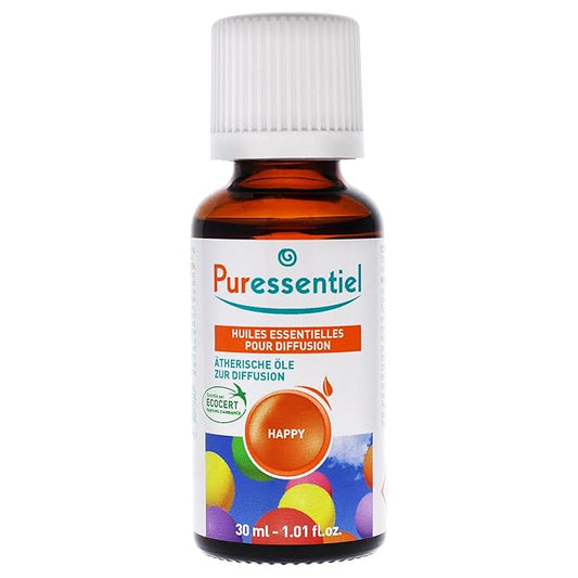 Puressentiel - Essential Oils for Diffusion - Happy Blend - Aromatherapy - Therapeutic, Gentle, Sweet, Scented Oil - Pure, Natural and Vegan - 1 fl oz Bottle