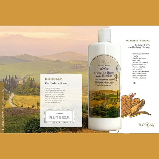 Nutritive Skin Lotion "Leche de Burra" with Herb & Yuca Extracts Florigan® 1lt.
