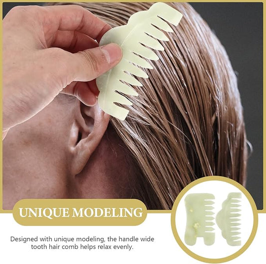 Healifty Massage Comb 2Pcs - Guasha Scalp Comb, Handheld Gua Sha Scraping Massage Tool for Head Caring (Green)