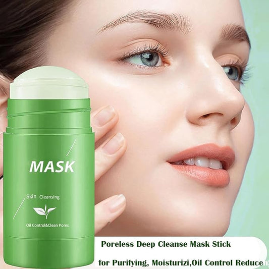 Green Tea Clay Mask for Face, 2 Pack Green Tea Deep Cleanse Mask Stick Blackhead Remover Green Clay Mask For Face Moisturizing, Purifying, Pore Cleansing, Skin Brightening Suitable for All Skin Types