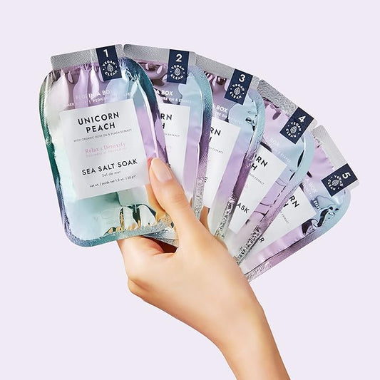 VOESH Pedi in a Box Glimmer - 2 Packs, Unicorn Peach, Pedi in a Box, Spa Pedicure Kit, Sparkly Pedicure, DIY Pedi, Foot Care, At-Home Pedi Products, Vegan Skincare