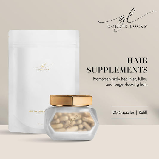 Goldie Locks Hair Growth Supplements Original Formula Refill, Hair Supplements for Stronger & Healthier Locks, Vitamins That Enhance Hair, Skin, and Nails, 120 Count