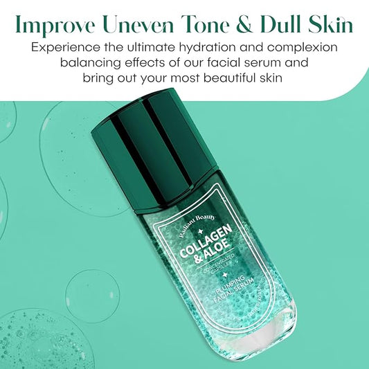 Collagen & Aloe Facial Serum - Anti-Aging, Plumping, Hydrating - Reduces Fine Lines & Wrinkles, Combats Dark Spots - Dermatologist Tested, Korean Skin Care - 1.69 FL.OZ.