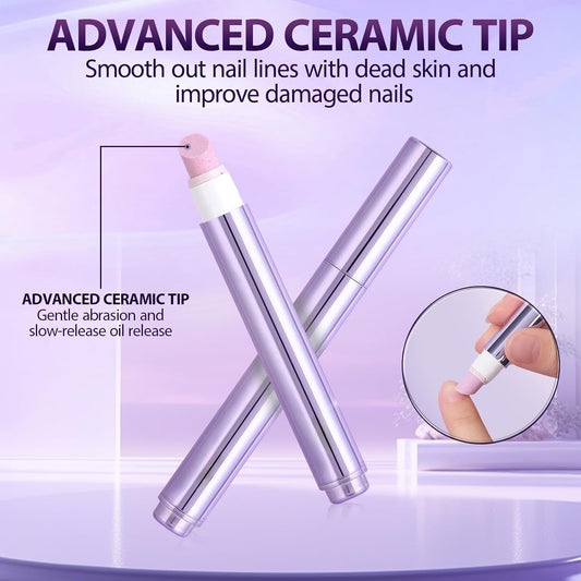 3-in-1 Cuticle Oil Pen for Nails - Nail Care Tool with Ceramic Tip, Moisturize Strengthen Brighten - Cuticle Pusher Oil for Hangnails, Dry & Damaged Nails(3pc)