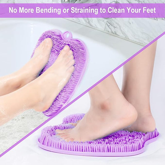BESKAR XL Large Foot Scrubber Mat for Use in Shower - Shower Foot Cleaner to Eliminate Calluses Dead Skin, Foot Massager Mat for Men & Women to Soothe Achy Feet, Non Slip Suction Cups