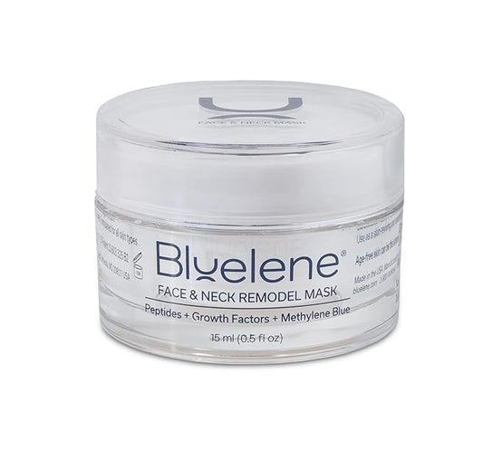 Face and Neck Remodel Mask with Methylene Blue, Growth Factors, Advanced Peptides, Niacinamide, Cork Oak, Linseed, and Edelweiss (15 ML). Suitable for Sensitive Skin