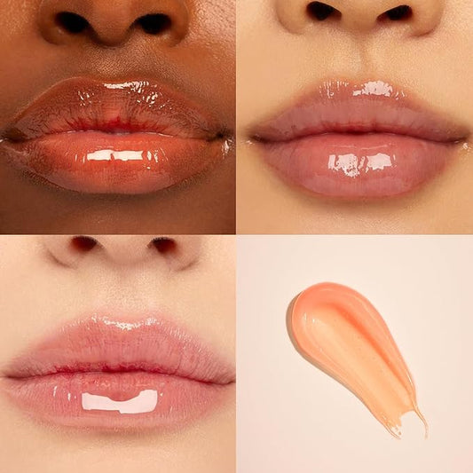 Lip Oil Balm Strawberry: Hydrate and Nourish with Natural Strawberry Extracts& Hyaluronic Acid Complex, Softening, Gloss Finish, Christmas - Light Weight with Shea Butter