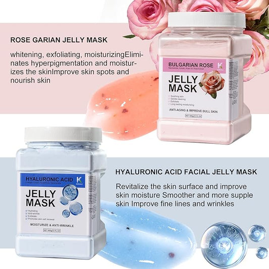 Hyaluronic Acid Jelly Mask Powder for Skin Care, Jelly Masks for Facials Professional, Facial Peel Off Gel Mask for Skincare, Hydrating Anti Wrinkle Peel Off Mask