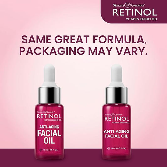 Retinol Anti-Aging Facial Oil – Instantly Adds A Glow To Your Face For A Younger Look – Radiance Booster With Nine Essential Oils Restores Hydration & Nourishment To Your Skin Night & Day