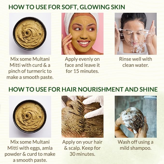 D'SUZA Fuller's Earth Powder, 11 Oz, 0.66 lb, Indian Healing Clay, Bentonite Clay, Natural Face Pack (11 Oz, Multani Mitti Powder)