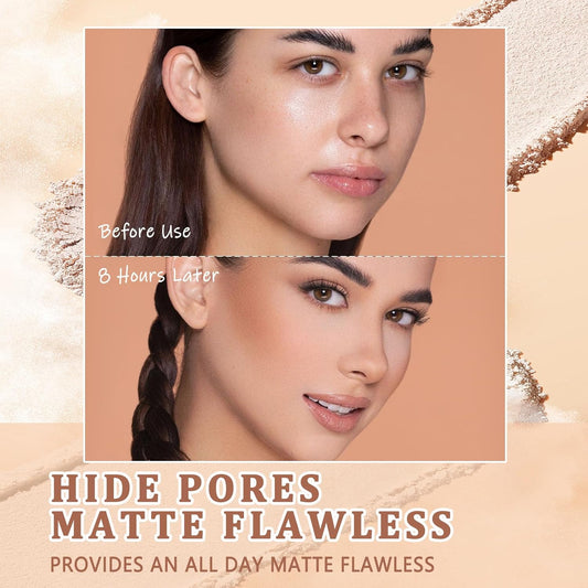 Oil Control Face Pressed Powder,Matte Smooth Flawless Setting Powder Makeup,Waterproof Long Lasting Finishing Powder,Cruelty Free Lightweight Face Cosmetics,0.35Oz (#1-CLASSIC IVORY)