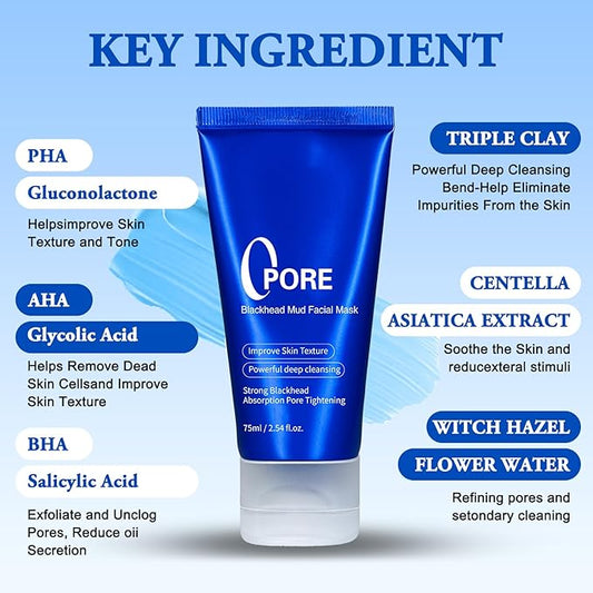 Blackhead Remover Mask, Cooling & Pore Tightening, Quick Dry Formula, Deep Cleansing and Soothing Effect Skincare for All Skin Types Blackhead Remover Face Mask